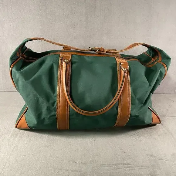 Vintage Ralph Lauren Polo Green Canvas Large Duffle Bag Weekend Travel Carry On - Picture 8 of 12